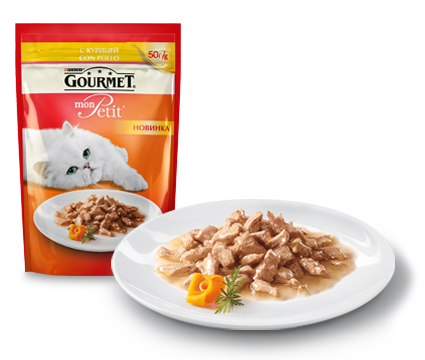 Влажный корм Gourmet® Mon Petit для кошек, с курицей 50 гр.