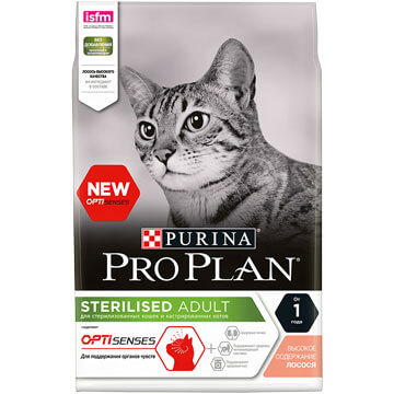 Сухой корм Purina Pro Plan для стерилизованных кошек и кастрированных котов, с лососем 1.5 кг.